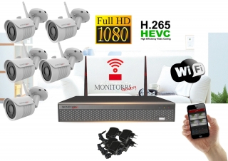 Monitorrs Security - Wifi IP kamerarendszer FullHD 1080p 5 x kamera - 6513K5