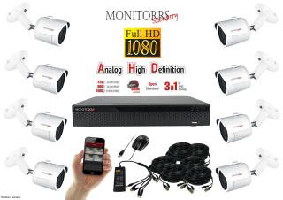 Monitorrs Security - AHD kamerarendszer 8 kamerával 2 Mpix - 6101K8
