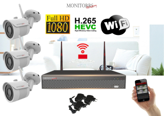 Monitorrs Security - Wifi IP kamerarendszer FullHD 1080p 3 x kamera - 6513K3