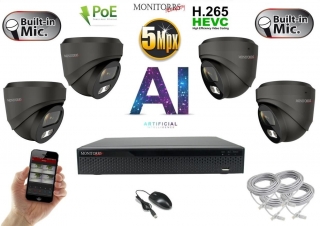 Monitorrs Security -  AI IP Dóm kamerarendszer 2-4 kamerával 5 Mpix - 6371AK4