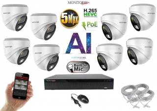 Monitorrs Security -  AI IP Dóm kamerarendszer 5-8 kamerával 5 Mpix - 6370AK8