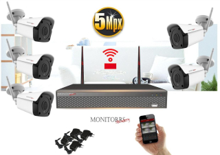 Monitorrs Security - Wifi IP kamerarendszer 5 kamerával 5 Mpix. - 6183K5