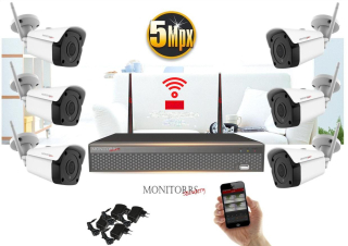 Monitorrs Security - Wifi IP kamerarendszer 6 kamerával 5 Mpix. - 6183K6