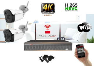 Monitorrs Security - Wifi IP 4K kamerarendszer 2 kamerával 8 Mpix. - 6004k2