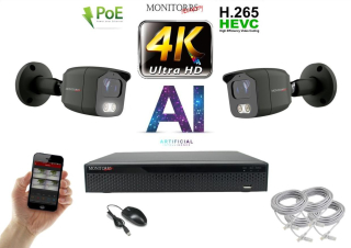 Monitorrs Security - 4K AI IP kamerarendszer 2 kamerával 8 Mpix GT - 6379K2