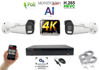 Monitorrs Security - 4K AI IP park kamerarendszer 2 kamerával 8 Mpix - 6380K2