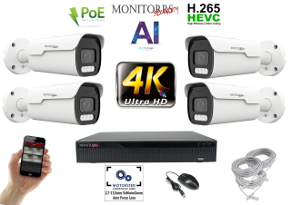 Monitorrs Security - 4K AI IP park kamerarendszer 4 kamerával 8 Mpix - 6380K4