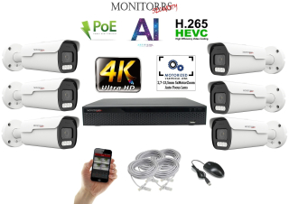 Monitorrs Security - 4K AI IP park kamerarendszer 6 kamerával 8 Mpix - 6380K6