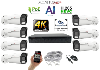 Monitorrs Security - 4K AI IP park kamerarendszer 7 kamerával 8 Mpix - 6380K7