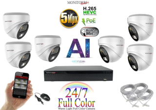 MS - AI IP Full Color Dóm kamerarendszer 6 kamerával 5 Mpix Wd - 6022K6