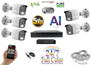 MS - AI IP Full Color kamerarendszer 5 kamerával switchel 5 Mpix Wt - 6021K5B