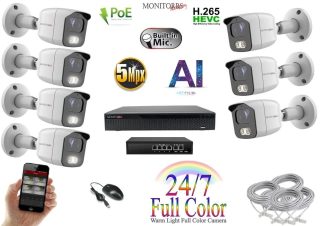 MS - AI IP Full Color kamerarendszer 7 kamerával switchel 5 Mpix Wt - 6021K7B