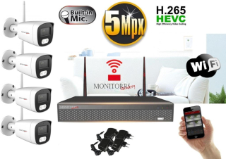 Monitorrs Security - Wifi IP kamerarendszer 4 kamerával 5 Mpix. - 6121K4