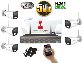 Monitorrs Security - Wifi IP kamerarendszer 5 kamerával 5 Mpix. - 6121K5