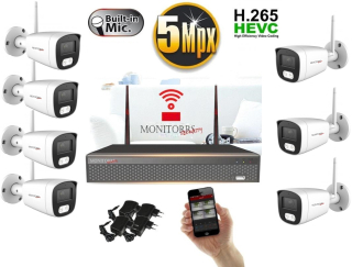 Monitorrs Security - Wifi IP kamerarendszer 7 kamerával 5 Mpix. - 6121K7