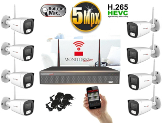 Monitorrs Security - Wifi IP kamerarendszer 8 kamerával 5 Mpix. - 6121K8