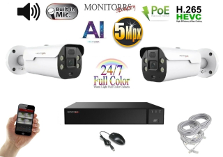 Monitorrs Security - AI IP Aktív kamerarendszer 2 kamerával 5 mpix WTube - 6079K2