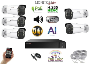 Monitorrs Security - AI IP Aktív kamerarendszer 5 kamerával 5 mpix WTube - 6079K5