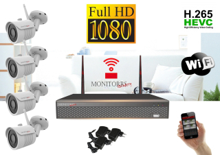 Monitorrs Security - Wifi IP kamerarendszer FullHD 1080p 4 x kamera - 6513K4